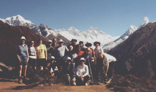 Exodus group with Everest and Ama Dablam